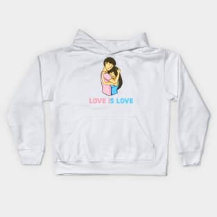 Cute Couple Transgender LGBT Gay Pride Ally - Love Is Love Kids Hoodie